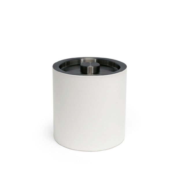 FOH RIB025WHL21 3.5qt Round London Ice Bucket White With Brushed Stainless Lid