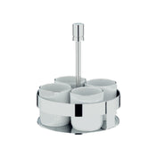 BauscherHepp 06.2339.6040 Sugar Bowl Set Includes: 5-1/2" Dia. X 5-1/4"H 18/10 Stainless Steel Stand & (4) Porcelain Sugar Bowls