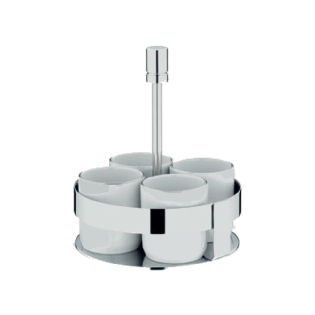 BauscherHepp 06.2339.6040 Sugar Bowl Set Includes: 5-1/2" Dia. X 5-1/4"H 18/10 Stainless Steel Stand & (4) Porcelain Sugar Bowls