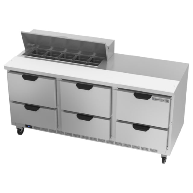 Beverage Air SPED72HC-10-6 Sandwich Top Refrigerated Counter Three-section 72"W