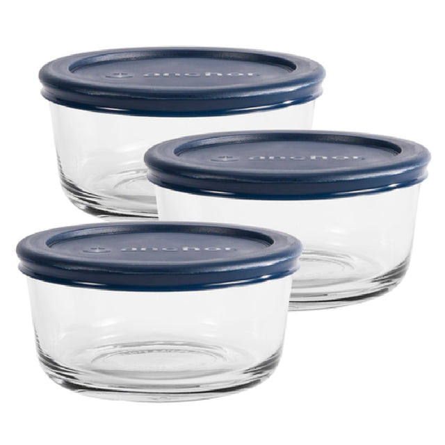 Anchor Hocking 82629L20 Food Storage Container Set 6 Piece Includes: (3) 2 Cup Containers