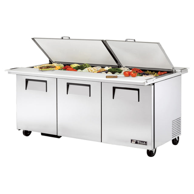 True Refrigeration TSSU-72-30M-B-DS-ST-HC Dual Side Mega Top Sandwich/Salad Unit