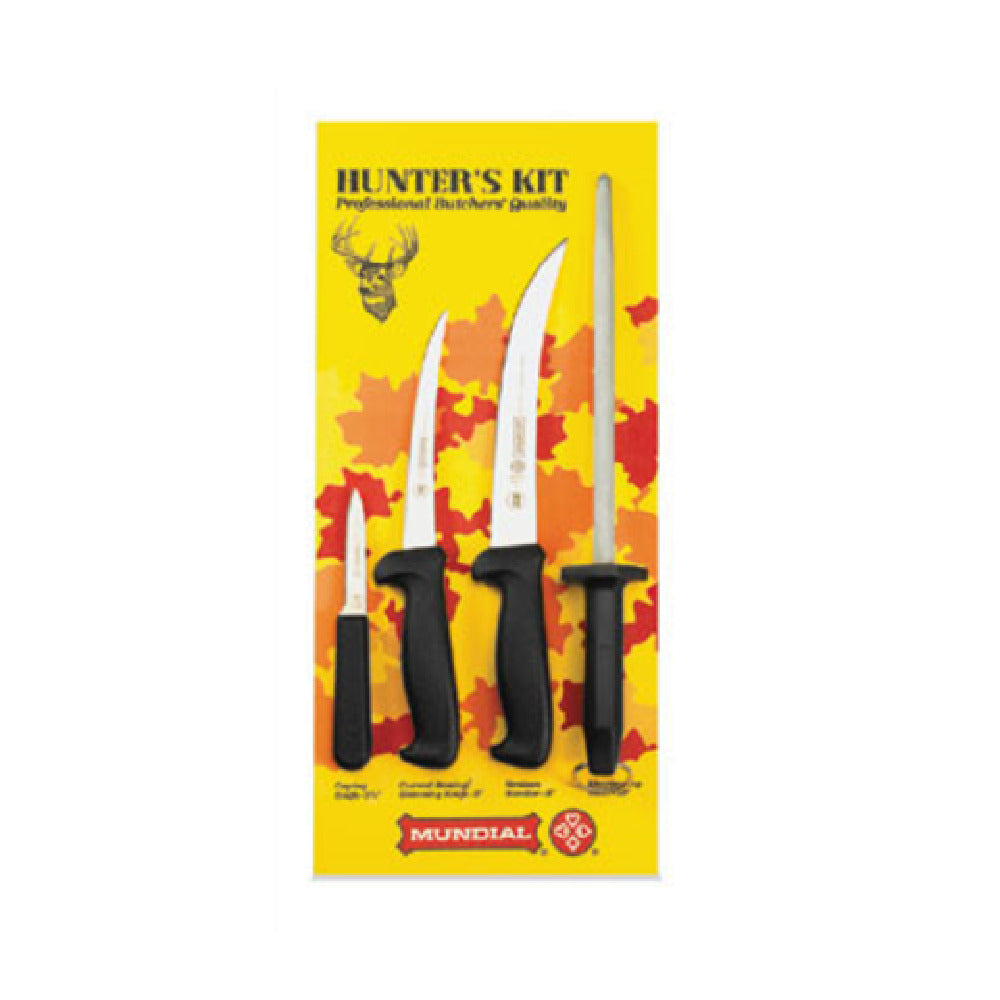 Mundial HS5600-4 Hunter's Knife Kit Black Handles Includes (1) 5607-66" Curved Boning/skinning Knife