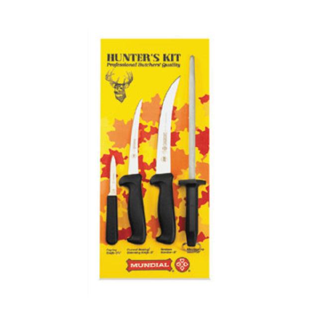 Mundial HS5600-4 Hunter's Knife Kit Black Handles Includes (1) 5607-66" Curved Boning/skinning Knife