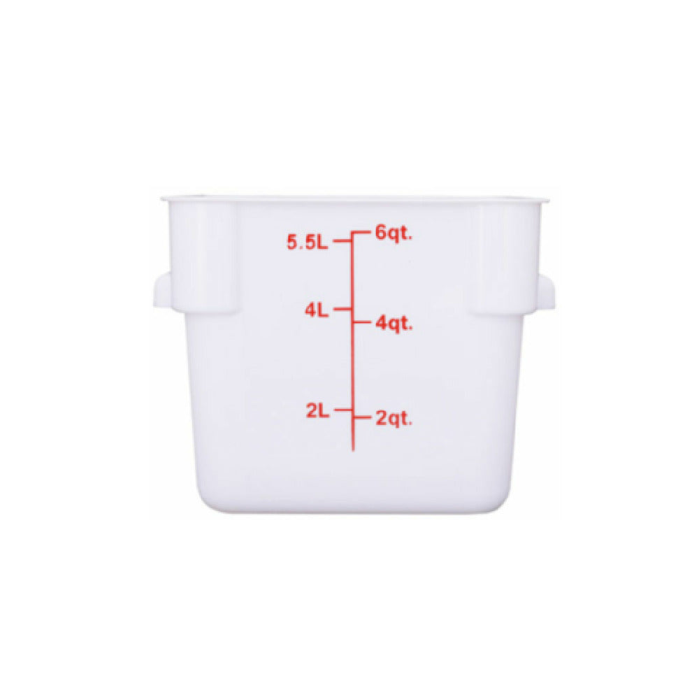 Hubert 29A-050 - Kratos® CenPro Square Food Storage Container, 6 Qt. Capacity, White