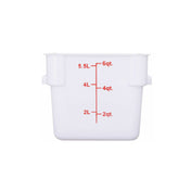Hubert 29A-050 - Kratos® CenPro Square Food Storage Container, 6 Qt. Capacity, White
