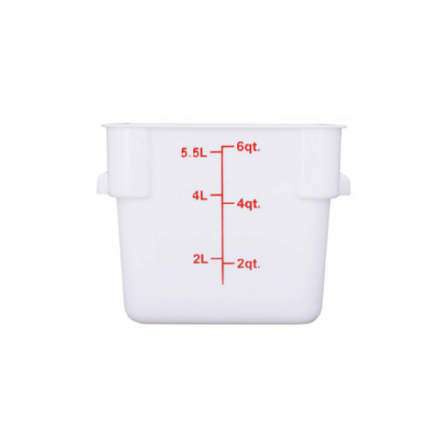 Hubert 29A-050 - Kratos® CenPro Square Food Storage Container, 6 Qt. Capacity, White