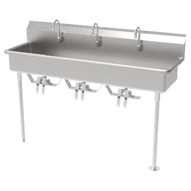 GSW USA ACE-MWS-1860L Hands Free Multi Station Sink Wall/floor Mount 60"W X 14" Front-to-back X 8" Deep Bowl