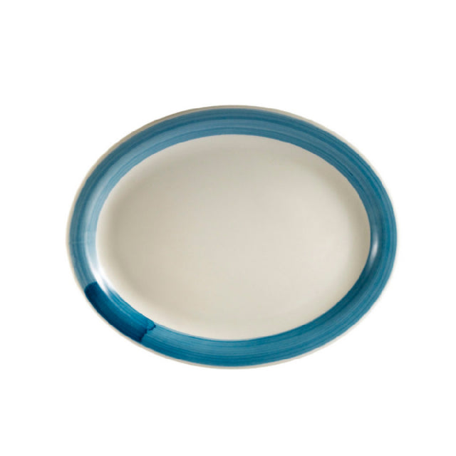 CAC China R-14NR-BLU Rainbow Platter 13-1/2"L X 10-1/8"W X 1-1/2"H Oval