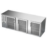Beverage Air BB94HC-G-S - Refrigerated Back Bar Storage Cabinet, Three-section, 94"W X 30-3/8"D X 34"H