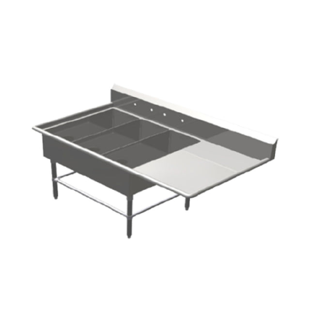 John Boos 3PB14314-1D18R Pro-Bowl Platter Sink 3-compartment 64-3/16"W X 36-1/2"D X 43"H Overall Size