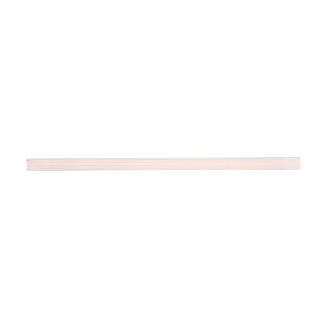 A single, unsharpened wooden pencil with a hexagonal shape lies horizontally on a white background, its natural wood grain visible—simple and unadorned like unwrapped straws, with no eraser or branding.