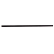 A single, straight, black straw is pictured horizontally on a plain white background. The black straw appears uniform in thickness and unadorned, with no visible markings or textures.