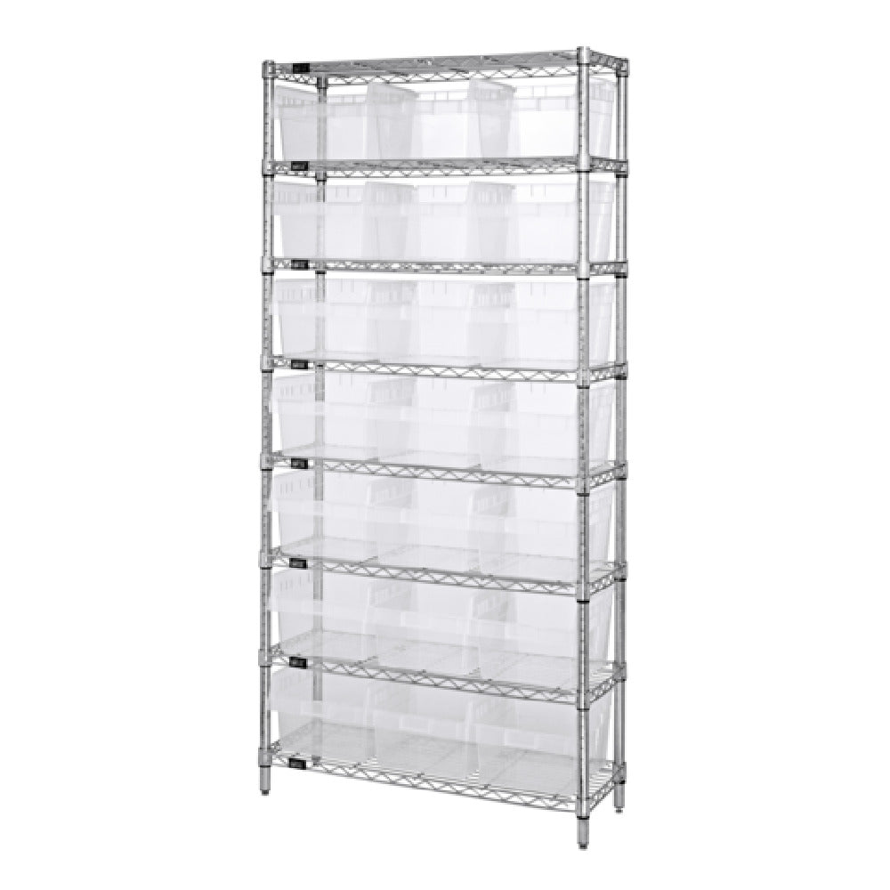 Quantum WR8-816CL Bin Wire Shelving System 36"W X 24"D X 74"H Overall Size 800 Lb. Capacity Per Shelf