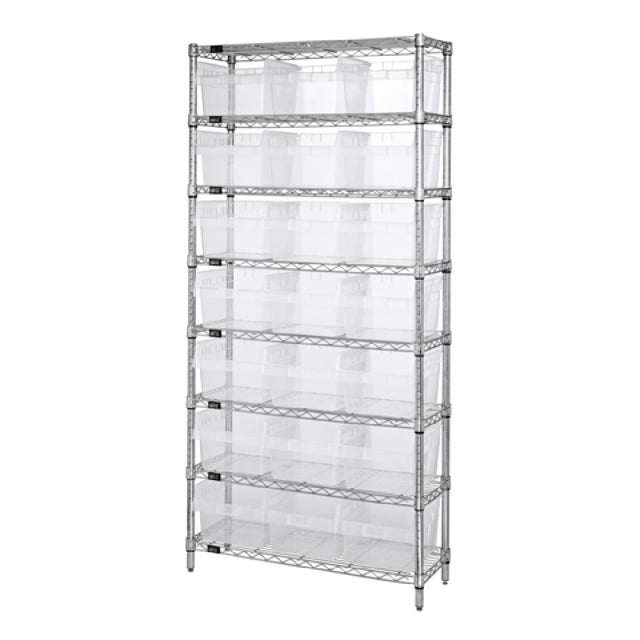 Quantum WR8-816CL Bin Wire Shelving System 36"W X 24"D X 74"H Overall Size 800 Lb. Capacity Per Shelf