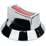 A shiny, metallic burner knob with a wide, round base and a raised grip. The grip has a red rectangular accent on top, black detailing along the edges, and reflective surface. This Empura Parts knob is isolated on a white background.