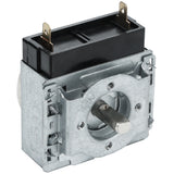 A close-up of an Empura Parts metal and plastic rotary switch, often used in timer controls, featuring a square body, central rotary shaft, and two flat electrical terminals. The metal front plate has mounting slots, with black plastic housing on the back.