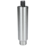 A cylindrical metal shaft from Empura Equipment with a smooth, brushed finish, featuring external threading at the top and a hexagonal base at the bottom. The shaft is vertically oriented, resembling replacement legs, isolated on a white background.