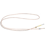 A long, thin copper thermocouple wire from Empura Parts with metal connectors and fittings at both ends, loosely coiled in a loop. The flexible wire is designed for use in thermal coupling or gas appliance safety systems.