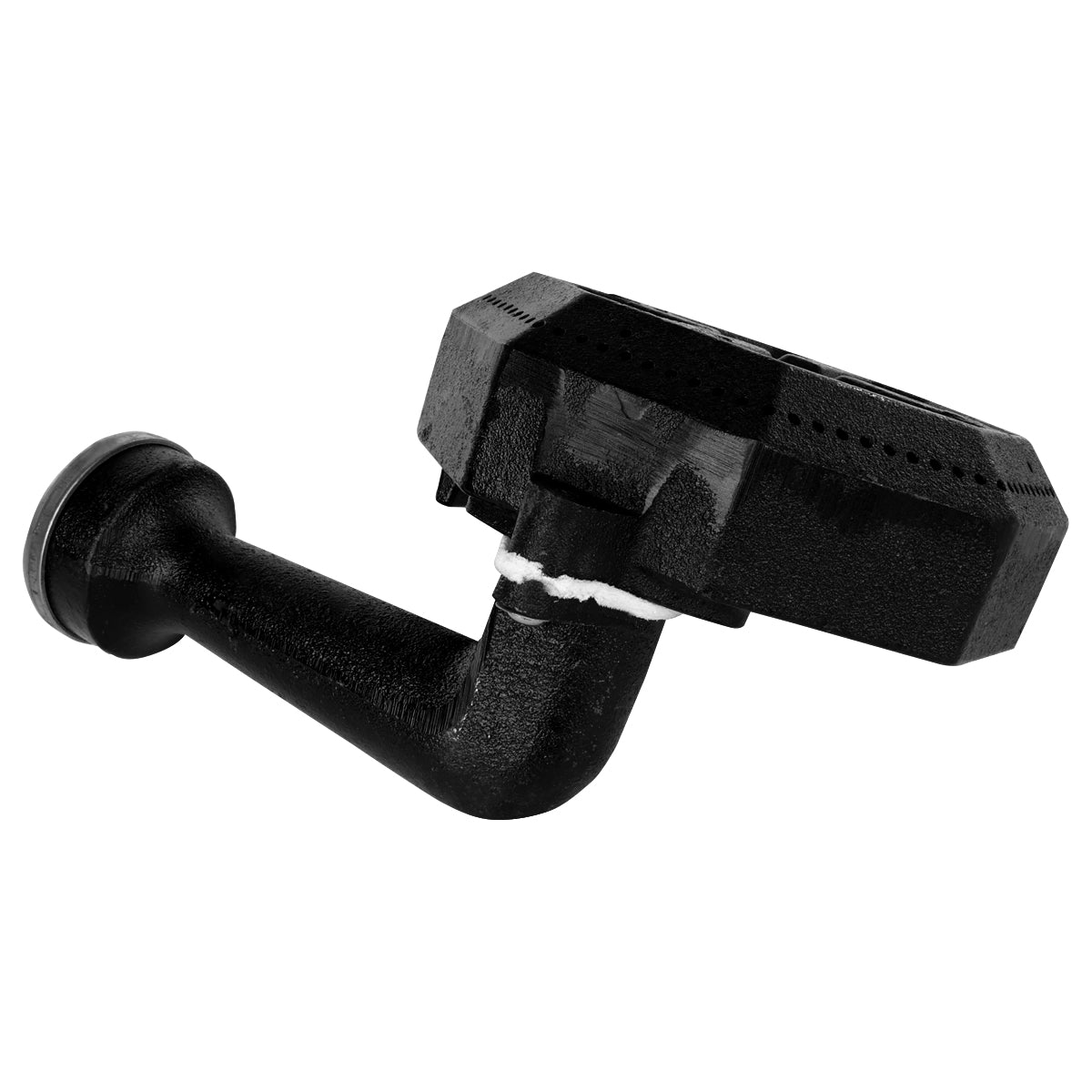 A black metal automotive or mechanical part, similar to a short burner from the EHP Standard Duty Series, featuring a hexagonal base and an angled pipe with white sealant at the joint. The background is plain white.