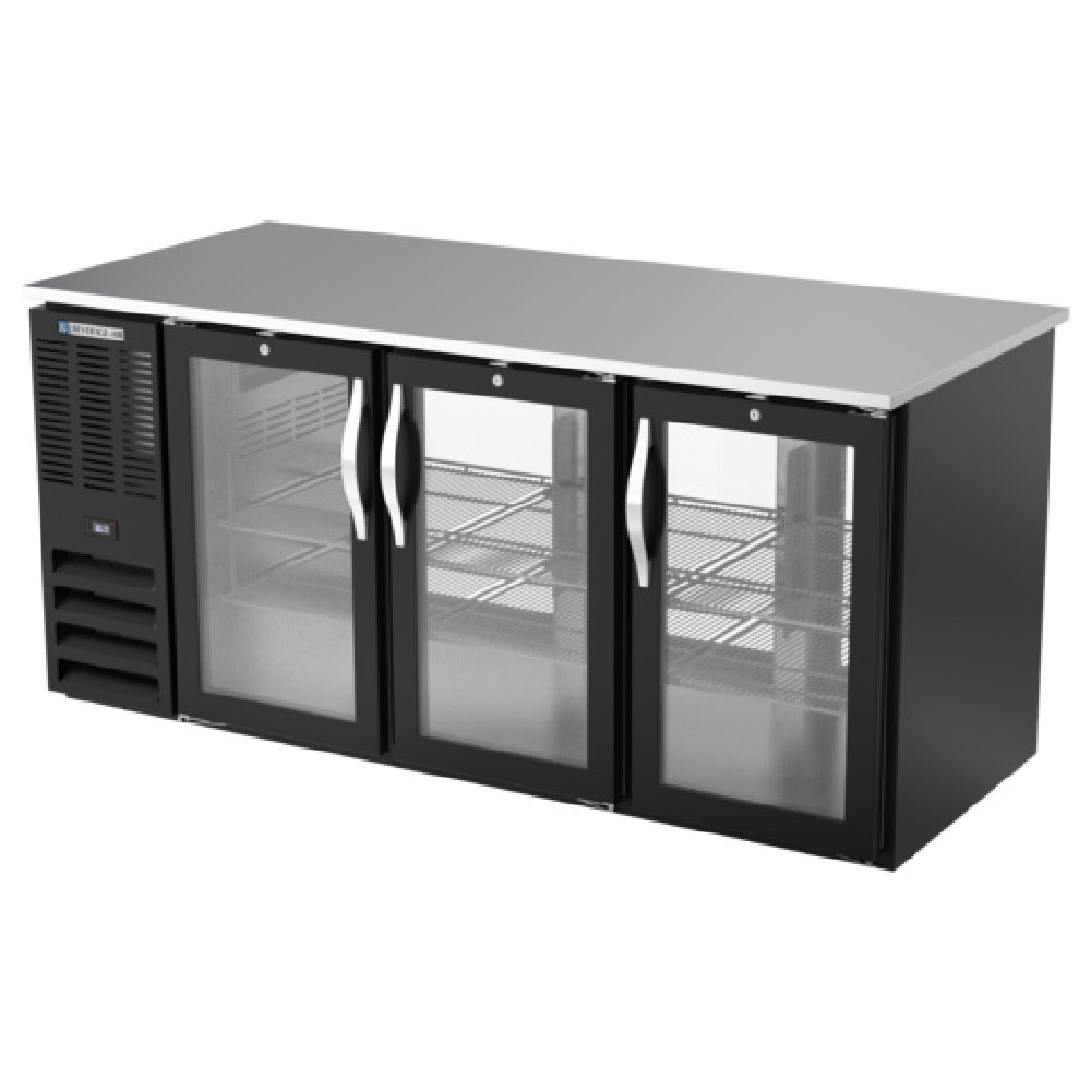 Beverage Air BB72HC-G-PT-B - Refrigerated Back Bar Pass-Thru Storage Cabinet, Three-section