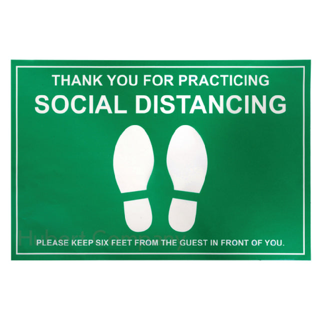 Hubert 32463 - Floor Decal, "thank You For Practicing Social Distancing, Please Keep Six Feet From The Guest In Front Of You"