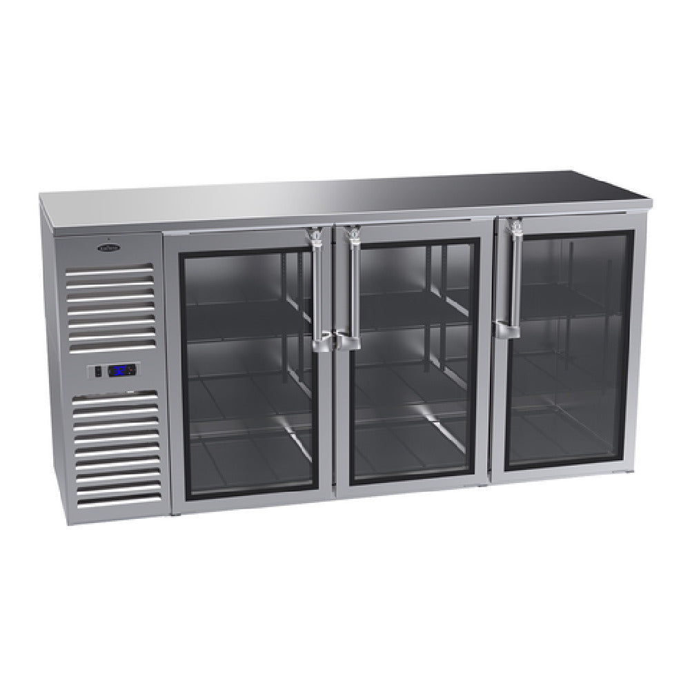 Krowne NS72 Narrow Door Refrigerated Back Bar Storage Cabinet Three-section 72"W X 24"D