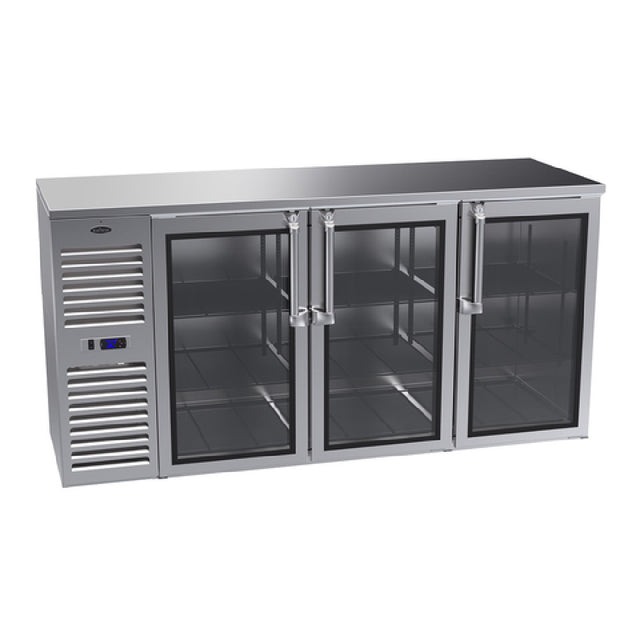Krowne NS72 Narrow Door Refrigerated Back Bar Storage Cabinet Three-section 72"W X 24"D