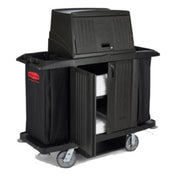 Rubbermaid FG9T1900BLA Xtra™ Housekeeping Cart With Doors Full Size Cart With Vinyl Bag