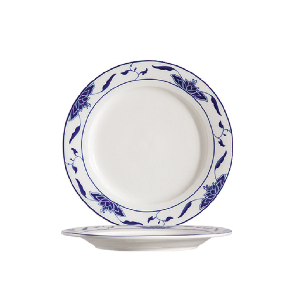CAC China 103-8 Blue Lotus Plate 8-1/4" Dia. X 1"H Round