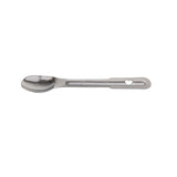 A small, stainless steel measuring spoon with a flat handle and rounded bowl is centered on a white background. The handle features an oval hole near the end and engraved "1/4 tsp" text. The design is sleek and minimalistic.