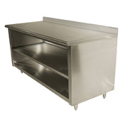 Advance Tabco EEK-SS-304M Special Value Economy Work Table 48"W X 30"D Open Front Cabinet Base With Mid-shelf