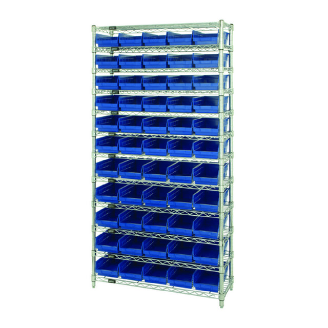 Quantum WR12-102CO Bin Wire Shelving System Conductive 36"W X 12"D X 74"H Overall Size