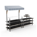 Steelite MGCMLE05MSWF Modular Fresh Display Station W Large Ice Bin Marble Blk Ss White/Blue Canopy On Legs
