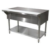 Advance Tabco STU-4 Solid Top Table 62-7/16"W X 30-5/8"D X 34-3/8"H 20 Gauge 302 Stainless Steel Top With 8"D X 3/8" Thick Poly Cutting Board