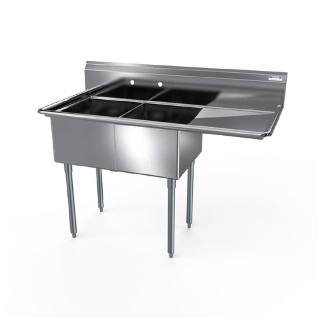 NBR Equipment 2SG-162012R18 Economy Sink Two-compartment 52-1/2"W X 25-1/2"D X 43-3/4"H Overall Size