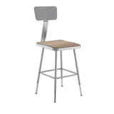 National Public Seating 6318HB NPS® Heavy Duty Steel Stool With Backrest 19"-27" Height Adjustable