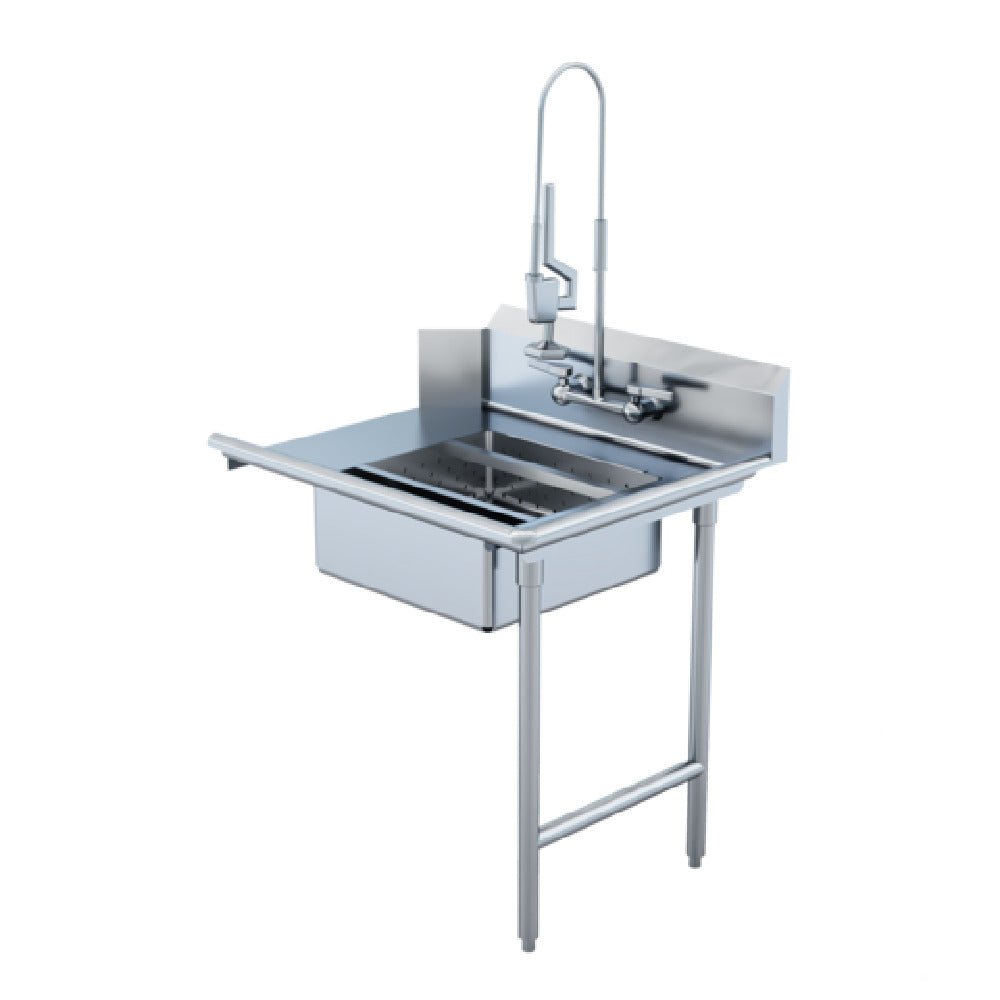 Winholt SDT-14-S-36R Straight Soiled Dish Table Right To Left Stainless Steel Legs And Clad Bullet Feet