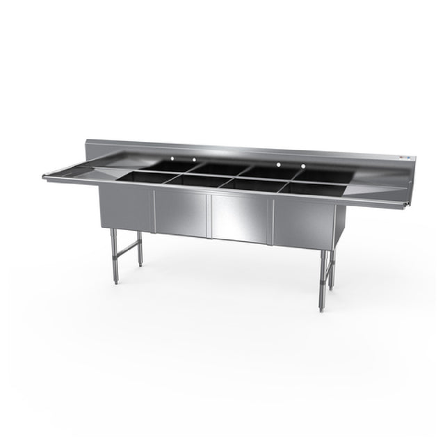 NBR Equipment 4SS-182414LR18 Premium Sink Four-compartment 111-1/4"W X 29-1/2"D X 44-1/16"H Overall Size