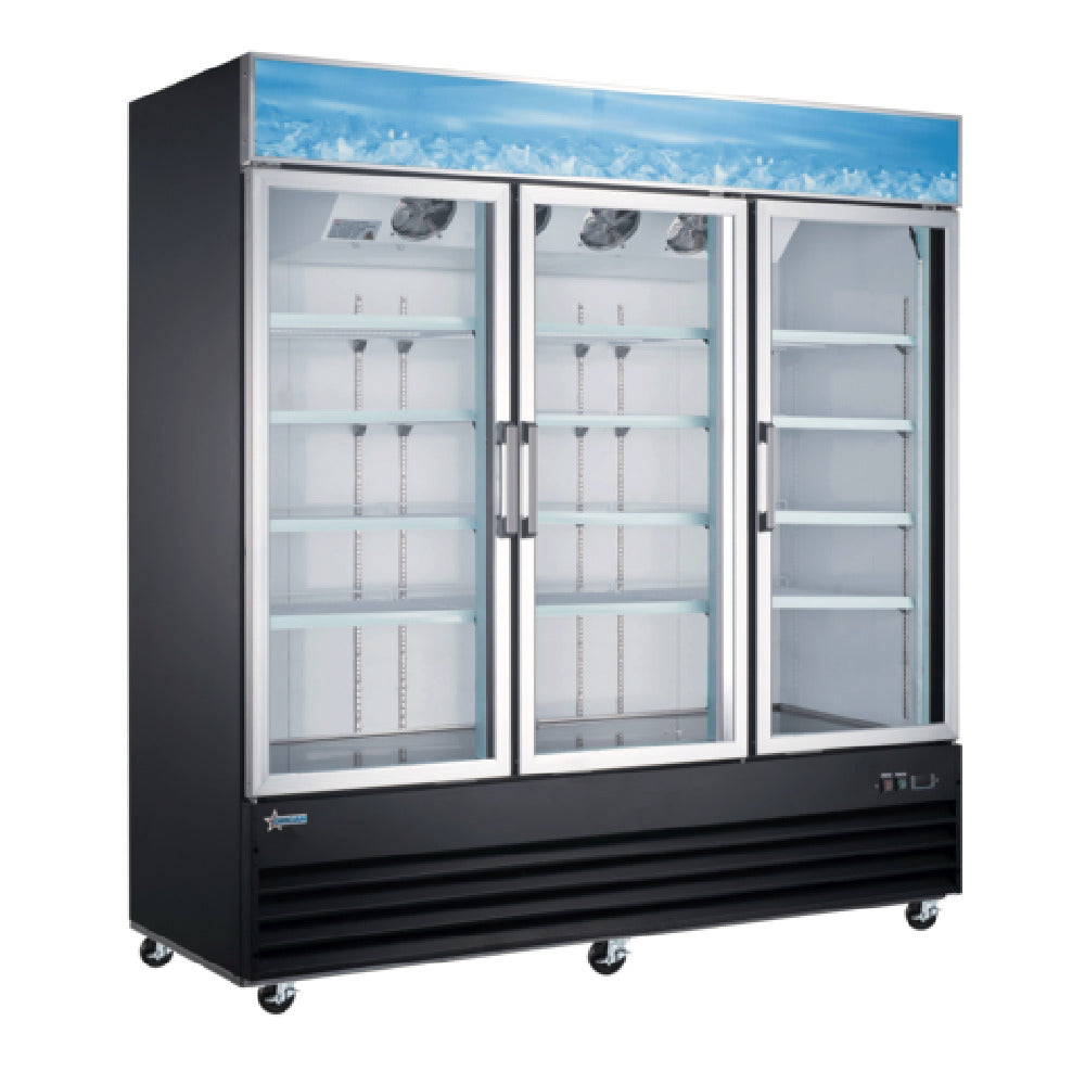Omcan 51052 (RE-CN-0052-HC-BK) Refrigerator Reach-in Display Three-section