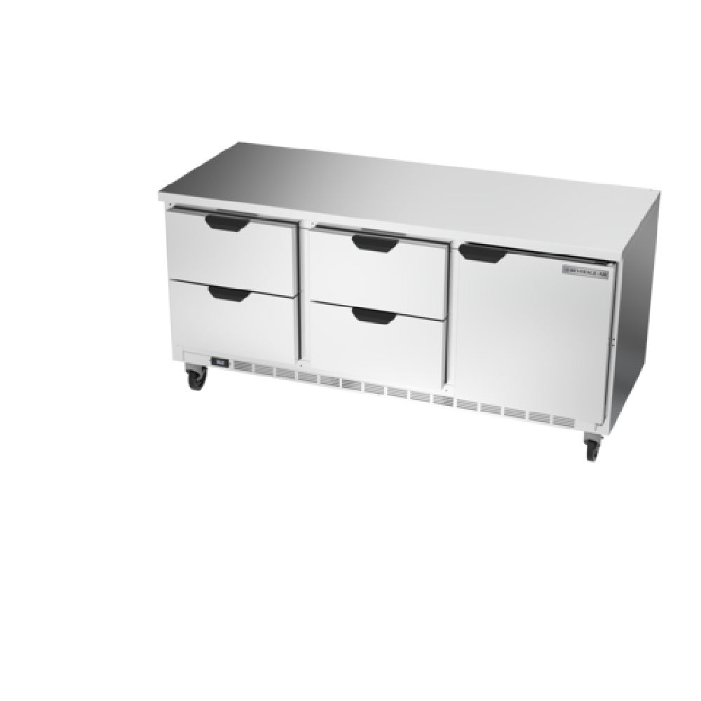 Beverage Air WTRD72AHC-4-FLT Worktop Refrigerator Three-section 35-1/2" Working Height