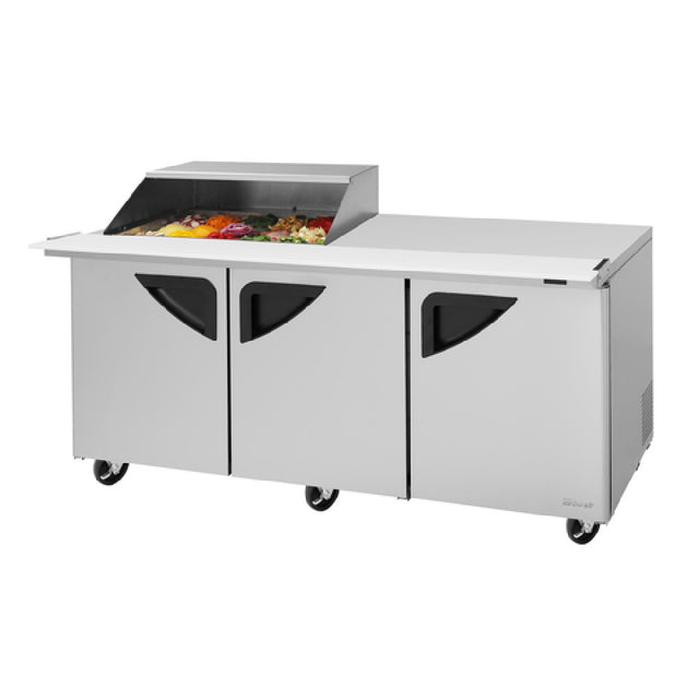 Turbo Air TST-72SD-15M-N-SL(-LW) Super Deluxe Sandwich/Salad Mega Prep + Work Station With Slide-Back Lid