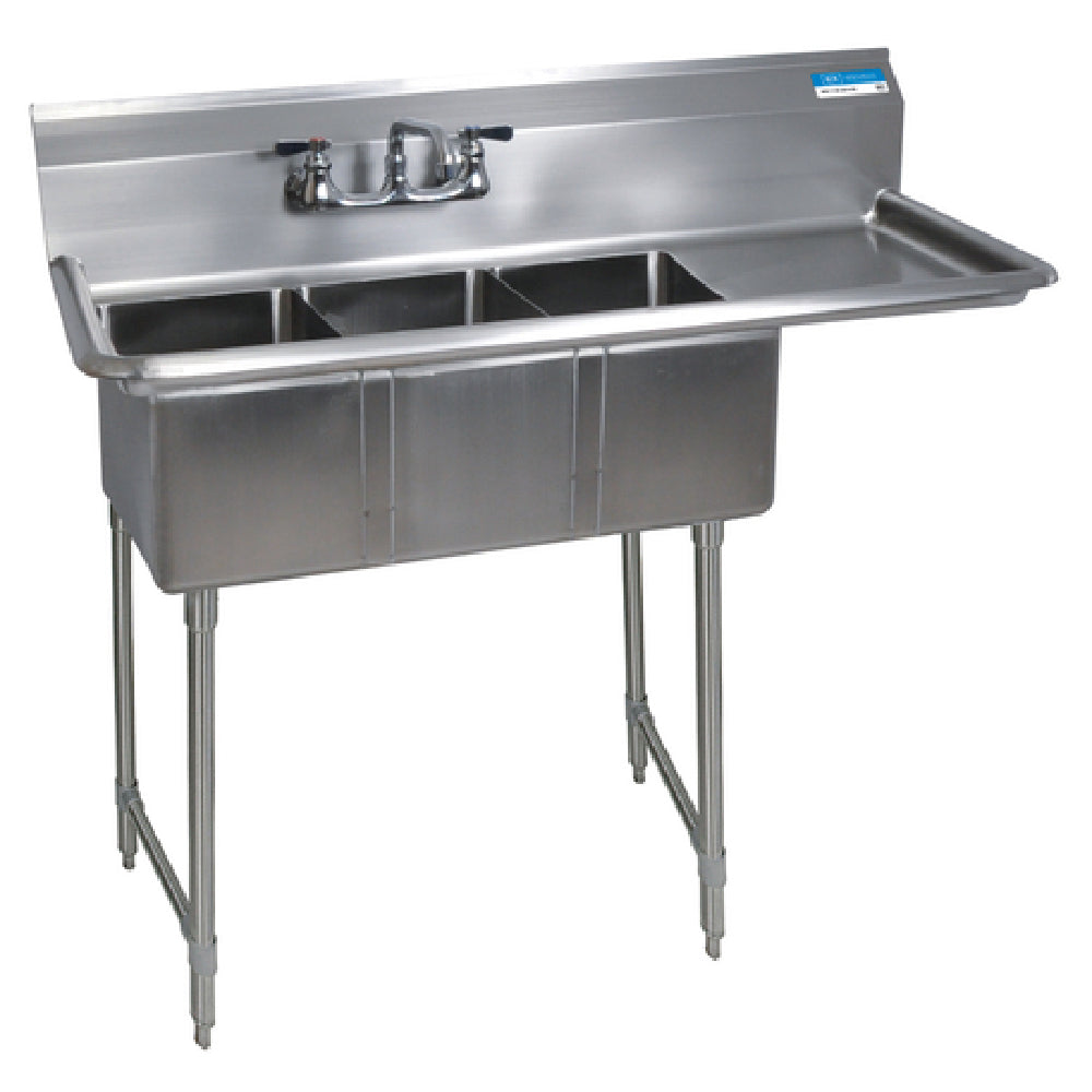 BK Resources BKS-3-1014-10-15RS Convenience Store Sink Three Compartment 47-1/2"W X 19-13/16"D X 39-3/4"H Overall Size