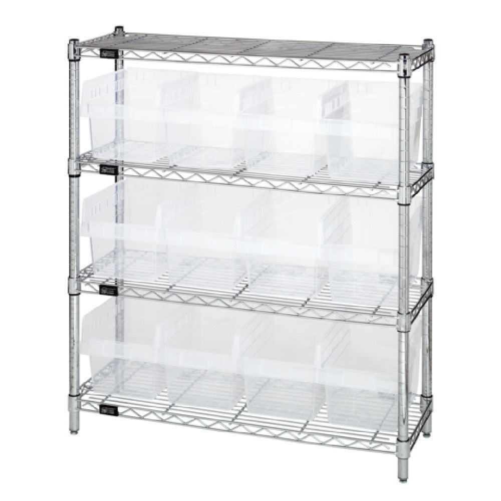 Quantum WR4-39-1236-807CL Bin Wire Shelving Center 12"D X 36"W X 39"H 800 Lbs. Capacity Per Shelf