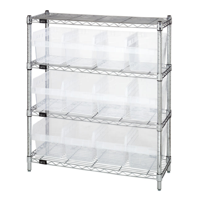 Quantum WR4-39-1236-807CL Bin Wire Shelving Center 12"D X 36"W X 39"H 800 Lbs. Capacity Per Shelf