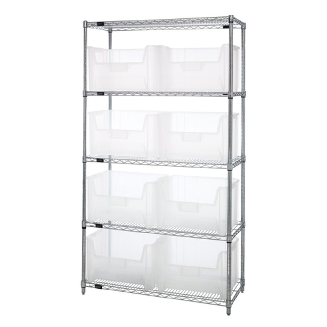 Quantum WR5-700CL Bin Wire Shelving System 42"W X 18"D X 74"H 800 Lbs. Load Capacity Per Shelf