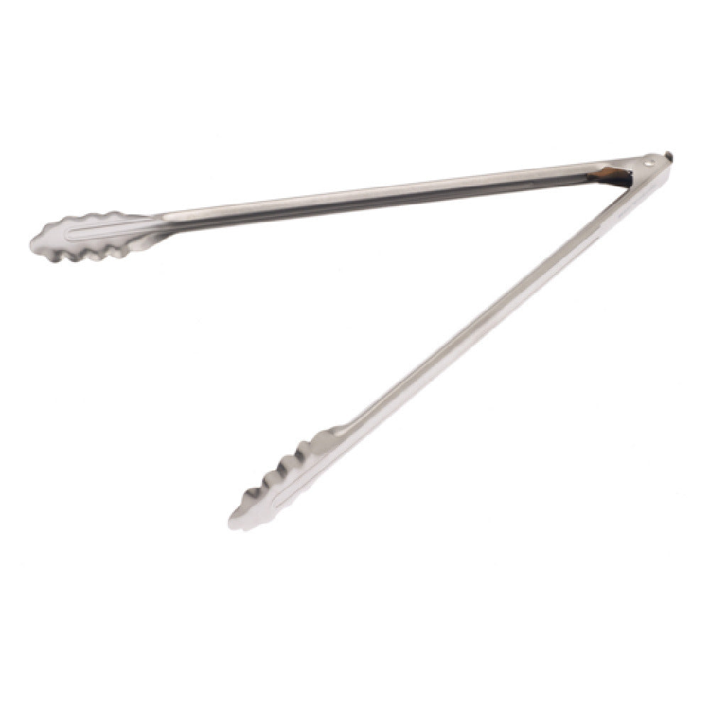 Mercer Culinary M21516LK 16" Utility Tong Pull Locking Mechanism Scalloped End 18-0 Stainless Steel
