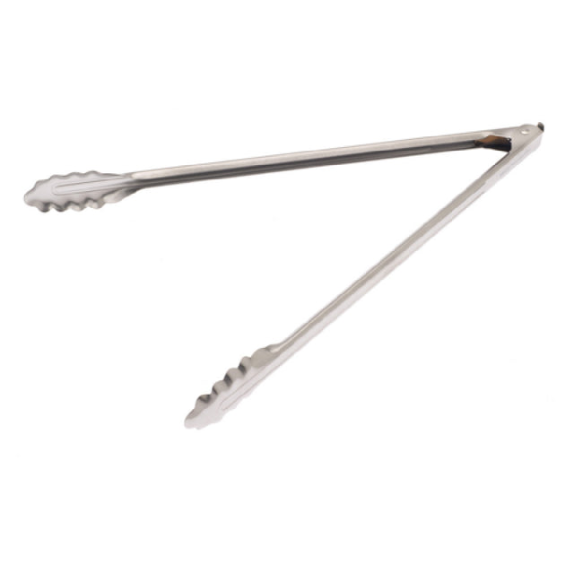 Mercer Culinary M21516LK 16" Utility Tong Pull Locking Mechanism Scalloped End 18-0 Stainless Steel