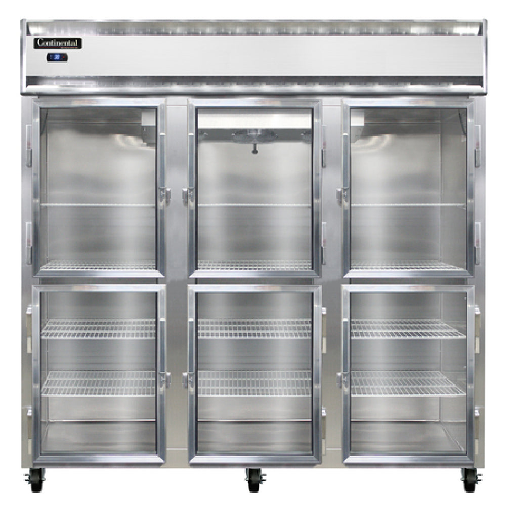Continental Refrigerator 3RNSSGDHD Refrigerator Reach-in Display Three-section