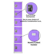 Alpine Industries ADI629-206-PUR Storage Locker 72" H X 12" W Six-compartment